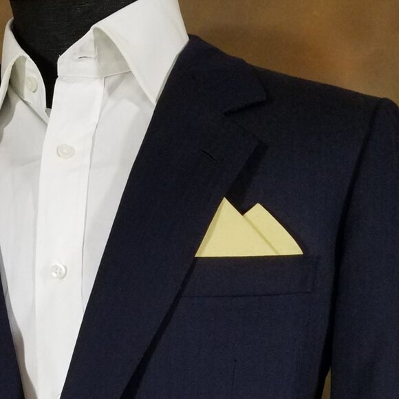 New - Soft Yellow Cotton Pre-Folded Pocket Square Handkerchief Insert - Picture 7 of 9